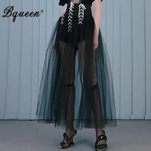 Bqueen 2019 Fashion Women Solid Lace Up Tassel Empire Ball Gown Skirt Club Bodycon Lady Mid-Calf Skirt Wholesale 2024 - buy cheap