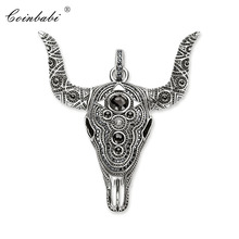 Bull Buffalo Skull Pendant 925 Sterling Silver For Women Men Fashion Jewelry Gift Europe Heart Rebel Pendant Fit  Necklace 2024 - buy cheap