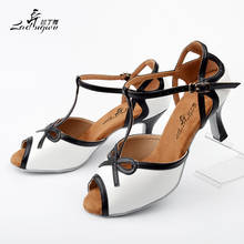 Ladingwu New Wholesale Shoes For Ballroom Dancing White Artificial Leather Dance Shoes Latin Woman Salsa Plush Pad Soft Bottom 2024 - buy cheap