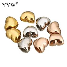 5pcs new fashion stainless steel heart beads for jewelry making bracelet diy charms big hole spacer loose beads gold/rose gold 2024 - buy cheap