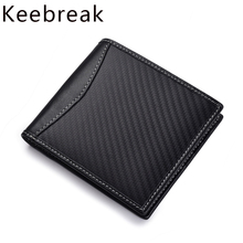 KEEBREAK RFID anti-magnetic leather wallet men carbon fiber genuine leather slim thin men's wallet luxury wallet money bag purse 2024 - buy cheap