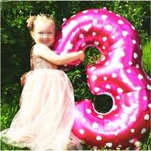 Figuras de aluminio de 16, 32 y 40 pulgadas, globo flotador de número de color rosa, dorado, plateado y rojo, bolas inflables de aire para decoración de fiesta de cumpleaños y boda 2024 - compra barato