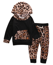 Leopard Baby Boys Girls Clothes Newborn Infant Bebek Hooded Sweatshirt Tops+Pants Outfits Tracksuit Kids Clothing Set SS 2024 - buy cheap