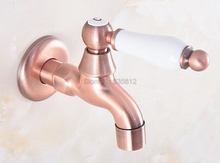 Antique Red Copper Wall Mount Bathroom Mop Pool Faucet Wall Mounted Ceramic handle tav333 2024 - buy cheap