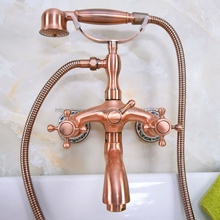 Wall Mounted Bathtub Faucet Antique Red Copper Tub Sink Faucet Telephone Style Bathroom Bath Shower Set Nna324 2024 - buy cheap