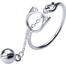 Anel verdadeiro 925 prata esterlina s925 anel feminino de prata coreano pingente de bola de animais abertos anéis de meninas 2024 - compre barato