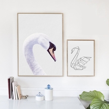 Quadros e telas de cisne para parede, animais geométricos, impressões em tela e pôster, arte para berçário de madeiras, imagem de parede, decoração de quarto de bebê 2024 - compre barato