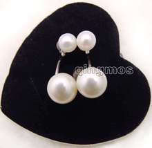 Qingmos pendientes de doble cara de perla blanca Natural para mujer con pendiente de perlas redondas planas de 5-6mm y 9-10mm 2024 - compra barato
