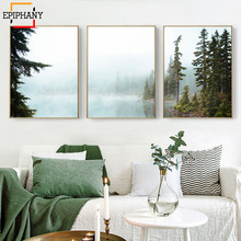 Modern Home Decor Posters Kwai Lake Landscape Canvas Painting Misty Forest Wall Art Scandinavian Wall Pictures for Living Room 2024 - buy cheap