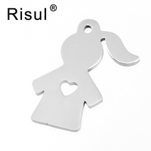 Risul ponytail braid Girl charm Sweet heart in Dolls Stainless steel pendant both sides mirror polish pendant 100pcs 2024 - buy cheap