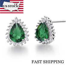 US STOCK Uloveido Green Party Stud Earrings for Women Silver Color Earings Jewelry Bijoux Micro Pave Rhinestone 8 Colors 5% R815 2024 - buy cheap