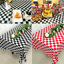 137*274cm Rectangular Disposable Tablecloth Black White Grid StripeThicken Plastic Tablecloth Wedding Birthday Party Supplies 2024 - buy cheap