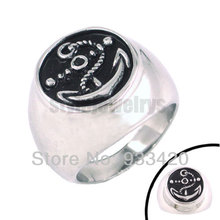 Free shipping! Anchor Signet Ring Stainless Steel Jewelry Punk Motor Biker Classic Men Ring SWR0081 2024 - buy cheap