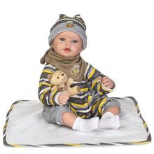 Boneca reborn boy doll 22inch 55cm soft silicone reborn baby dolls toys for children gift bebes reborn menino 2024 - buy cheap