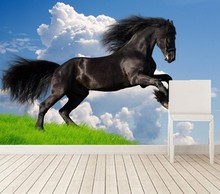 Custom 3d murals,Horses Black Animals papel DE parede,hotel restaurant bar living room sofa tv wall children bedroom  wallpaper 2024 - buy cheap