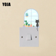 YOJA-pegatina de gato y planta en maceta de PVC, decoración de pared personalizada, Linda calidad, 15SS0215 2024 - compra barato