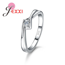Exquisite Hot Sale Round Sparking Cubic Zirconia Genuine 925 Sterling Silver Finger Ring For Woman Girls Favorite Festival Gift 2024 - buy cheap