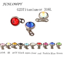 JUNLOWPY Titanium 316L micro Skin Diver Dermal Piercing Crystal dermal  Jewelled Piercings Top Rings Hide in Body Jewelry 2024 - buy cheap