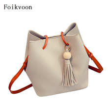 Foikvoon Brand Shoulder Bags Woman PU Leather Tassel Women Handbags Bags Fashion Simple Female Crossbody Bag 2024 - buy cheap