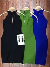 Vestidos de fábrica para mujer, vestidos de vendaje ahuecados en verde, negro y azul, venta al por mayor, 2016 2024 - compra barato