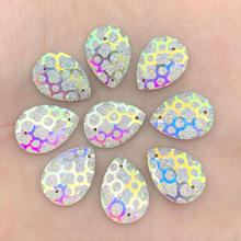200pcs Water drop Resin Gems Stone For Bead Work Flat Back Tigrina Sew On Rhinestones With 2 Holes 13*18mm -A530*5 2024 - buy cheap