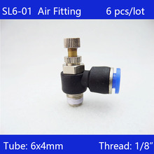 Controlador de velocidad de tuberías neumático de alta calidad 6 uds. SL6-01 ajuste de un toque de 6mm a 1/8 "rosca macho 2024 - compra barato