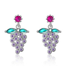 New Creative Beautiful Purple Grape Fruit Silver Plated Jewelry Temperament Flash Crystal Exquisite Stud Earrings XZE151 2024 - buy cheap