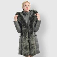 Russia Winter Big Hair Green Women Down Jacket Winter Plus size 2018 New Parka Fashion Thicken Warm Cotton Coat Jacket WZ764 2024 - buy cheap