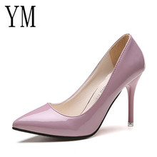 Low Price HOT Women Shoes Pointed Toe Pumps Patent Leather Dress Shoes High Heels Boat Shoes Wedding Shoes Zapatos Mujer 8.5/4cm 2024 - buy cheap