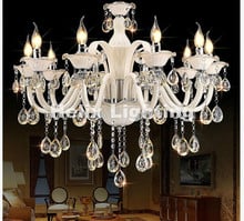 Candelabro moderno de cristal blanco, lustres de decoración de cristal, colgantes Tiffany, iluminación 2024 - compra barato