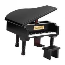 Wooded Music Box Windup Piano Music Box Grand Piano Shaped Music Box with Small Stool Gift Birthday Present 2024 - buy cheap