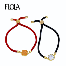 FLOLA Black Druzy Rope Bracelet Male Quartz Stone Charm String Bracelets Hand Jewelry Summer Bracelets Pulsera Suerte brtb50 2024 - buy cheap