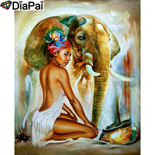 DIAPAI 5D DIY Diamond Painting "Beauty elephant" Full Drill Resin Diamond Embroidery Cross Stitch Home Decor A26098 2024 - buy cheap