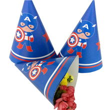 6 шт./лот, Детские вечерние бумажные кепки для дня рождения с изображением Капитана Америки, вечерние бумажные кепки, семейные вечерние бумажные принадлежности 2024 - купить недорого