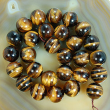 Wholesale Natural Stone Round Shape (135Pcs/Lot) 14MM Grade A Brown Tiger Eye Loose Beads Findings For Men Jewelry Making 2024 - buy cheap