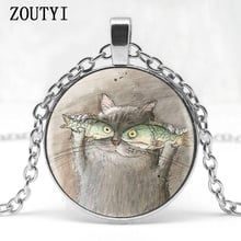 2018/ hot sale, cute cat fish one portrait, cute vivid glass pendant necklace jewelry. 2024 - buy cheap