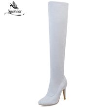 Sgesvit-botas de tacón alto por encima de la rodilla para mujer, zapatos de punta estrecha hasta el muslo, para primavera, OX715 2024 - compra barato
