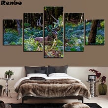 Ronda completa drill kits de pintura de manualidades de diamantes 5 uds animales ciervos bosque paisaje Natural, arte de pared de diamante del bordado de venta 2024 - compra barato