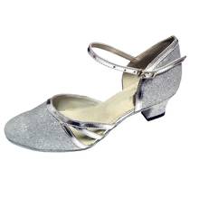 Classic Women's Customized Heel  Modern Closed Toe Salsa Latin Ballroom Party Single Strap Silver Wedding Socials Dance Shoe 2024 - buy cheap