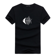 Summer Tops Tee Shirt Homme Fish Bone Print Cotton Short Sleeve T-Shirt Men Casual O-Neck Men T Shirt Plus Size Men Clothes 2019 2024 - buy cheap