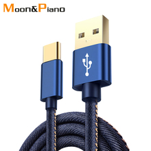 Cable de datos de carga rápida para teléfono móvil, Cable Micro USB tipo C chapado en oro trenzado vaquero 2024 - compra barato