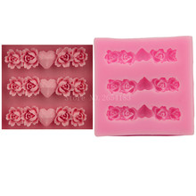Flower Rose & Love Heart Silicone Fondant Soap 3D Cake Mold Cupcake Jelly Candy Chocolate Decoration Baking Tool Moulds FQ1746 2024 - buy cheap
