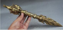 YM  324    10" Tibet Buddhism Temple Brass Horse Mahakala Ganesh Head Phurba Dagger Holder 2024 - buy cheap