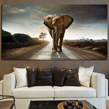 Elefante africano, animal, paisagem, pintura a óleo em tela, arte pop, poster artístico, impressão, arte abstrata, imagem de parede para decoração de sala de estar 2024 - compre barato