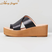 Nancyjayjii Mulheres Chinelos Para Adultos Do Sexo Feminino Ladies Shoes Preto Sólido Super Alta Cunhas salto Fora Da Novidade Moda Elegent 2019 2024 - compre barato