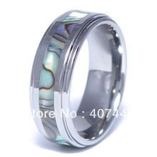 Frete grátis anel de casamento masculino 8mm, anéis de carboneto de tungstênio integrados com abalone para homens de 6 a 13 2024 - compre barato