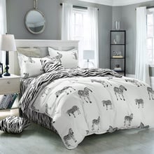 King Size de Solteiro Conjuntos de Cama Da Cópia Da Zebra, 4 pc Folha de cama, 100% Poliéster Capa de Edredão Da Cópia Da Zebra, crianças Roupa de Cama Zebra 2024 - compre barato