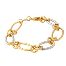 Hot sale fashion  gold color Bracelet 21 cm  two-color link chain Bracelets for lovers /children/friend 2024 - buy cheap
