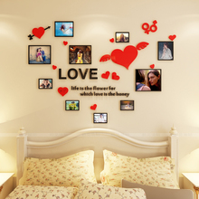 Envío Gratis pegatinas de pared de espejo acrílico de corazón de amor marco de foto de habitación DIY decoración atística de pared de dormitorio pegatinas de pared 3D 2024 - compra barato