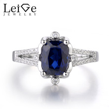 LeiGe Jewelry Lab Blue Sapphire Gem September Birthstone Cushion Shape Engagement Ethnic Rings For Woman 925 Sterling Silver 2024 - buy cheap